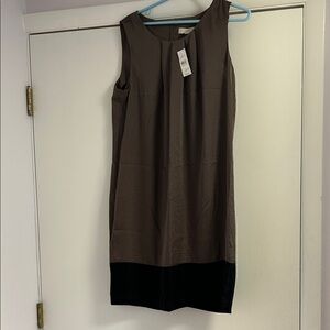 LOFT Taupe Shift Dress with Black Hem